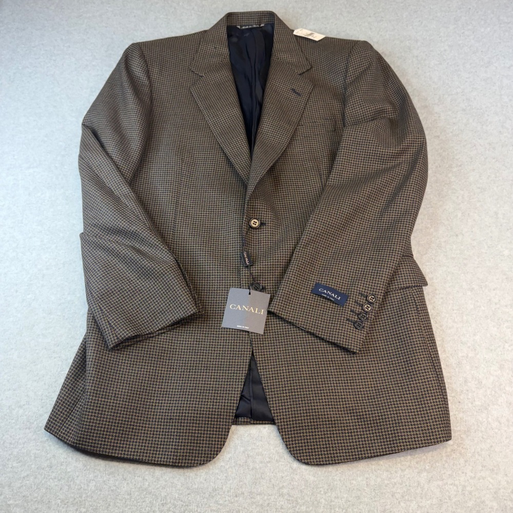 Canali Mens 40R Brown Micro Check Wool Sport Coat Blazer Made in Italy NWT